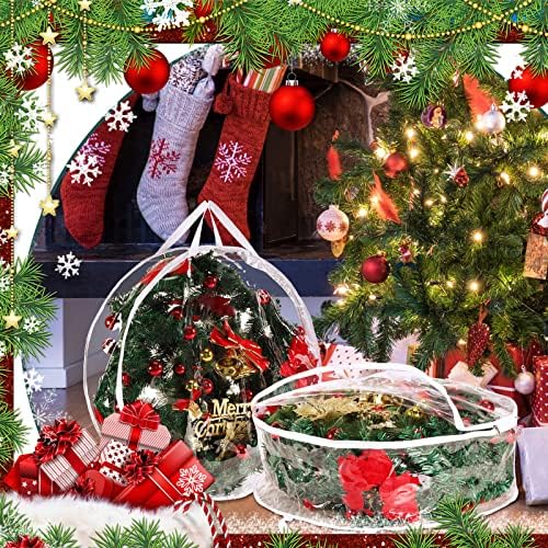 Zhengmy 10 Pcs 30 Inch Christmas Wreath Storage Bags Transparent Wreath Storage Container Bulk Wreaths Box with Dual Zippers and Handles for Xmas Holiday Wreaths Garland - Image 6