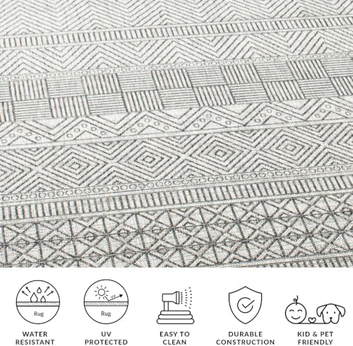 SAFAVIEH Washable Rug Outdoor Courtyard Collection - 2'3" x 18' Runner, Black & Grey, Non-Shedding & Easy Cleaning, Ideal for Patio, Entryway, Mudroom, Hallway, Kitchen (CY8196-37612) - Image 6
