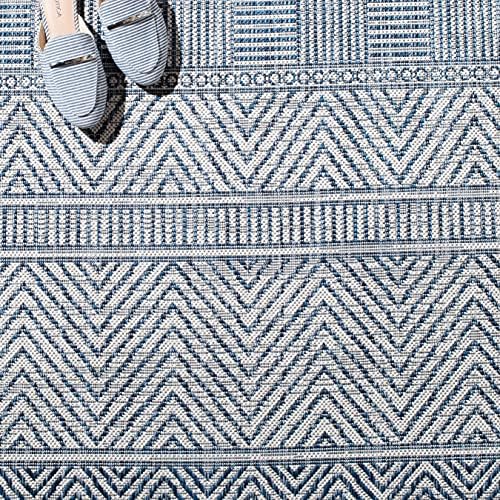 SAFAVIEH Washable Rug Outdoor Courtyard Collection - 2'3" x 12' Runner, Ivory & Navy, Non-Shedding & Easy Cleaning, Ideal for Patio, Entryway, Mudroom, Hallway, Kitchen (CY8196-53412) - Image 5