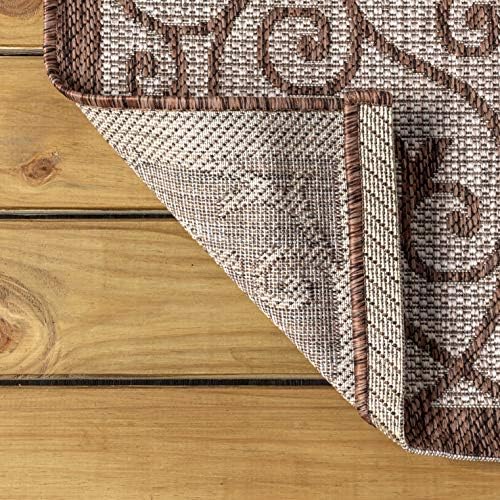 Eyely Filigree Weave Runner Rug 2X8 Taupe/Espresso, Indoor Outdoor Rug - Image 7