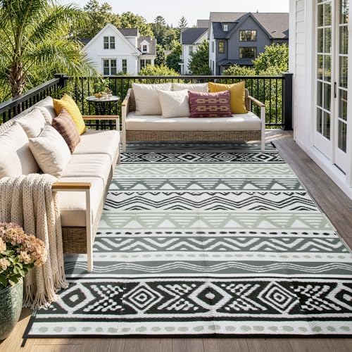Lahome Outdoor Rug 8x10 Patio Waterproof, Outdoor Plastic Straw Camping Rug by Lahome