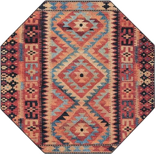 Unique Loom Outdoor Tribal Collection Area Rug - Tortuguero (7' 1" Octagon Multi/Blue) - Image 2