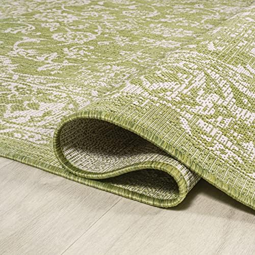 JONATHAN Y Weave Floral Indoor Outdoor Runner Rug 2X8 Green/Cream, Tela Bohemian Textured for Backyard, Patio, Porch, Easy-Cleaning, High Traffic, Pet-Friendly, Non-Shedding (SMB100D-28) - Image 4