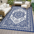 COZYLOOM Outdoor Rug 8x10 Patio Waterproof Mat with 4 Stakes Vintage Camping Carpet Outside Area Rug Reversible Plastic Straw Rugs for RV Deck Entryance Porch Picnic Balcony Beach Deck Pool Backyard by COZYLOOM