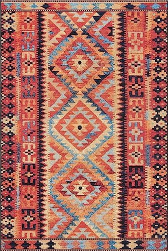 Unique Loom Outdoor Tribal Collection Area Rug - Tortuguero (5' 3" x 8' Rectangle, Multi/ Blue) - Image 3