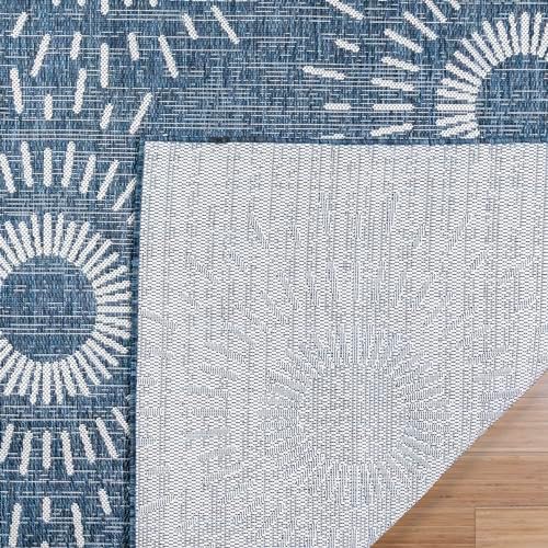 Gertmenian Indoor/Outdoor Flatweave Area Rug - 9x13 Extra Large, Stain & UV Resistant, Ideal for High Traffic Areas in Deck, Patio, Mudroom - Geometric, Navy, 32468 - Image 5