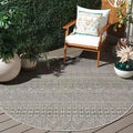 SAFAVIEH Washable Rug Outdoor Courtyard Collection - 6'7" Round, Grey & Olive Green, Non-Shedding & Easy Cleaning, Ideal for Patio, Backyard, Mudroom (CY8196-37912) by Unknown