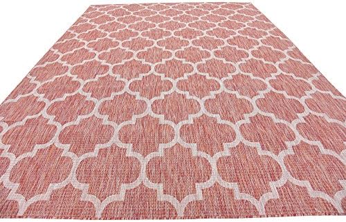 Unique Loom Outdoor Trellis Collection Area Rug (9' x 12' Rectangle, Rust Red/ Ivory) - Image 6