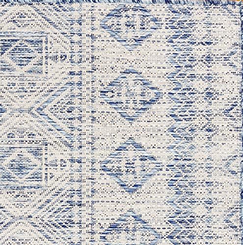 Gertmenian Indoor Outdoor Area Rug, Classic Flatweave, Moroccan Collection II, Stain & UV Resistant Carpet, Deck, Patio & Mudroom, 5x7 Standard, Vintage Blue Distressed Classic Tribal, 19498 - Image 5