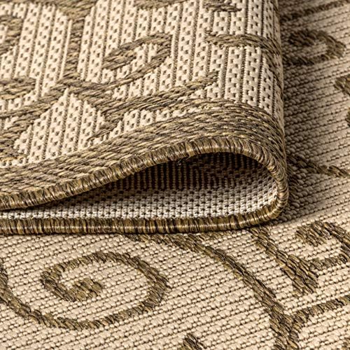 Eyely Filigree Textured Weave Area Rug 9X12 Beige/Brown, Indoor Outdoor Rug - Image 6