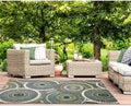 Liora Manne Marina Indoor/Outdoor Power Loomed Synthetic Blend Low Profile Area Rug - Transitional Geometric Casual Medallion Colorful (Circles Azure) (6'6" x 9'4") by LushDecor