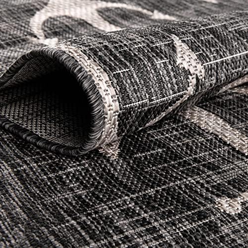 Unique Loom Outdoor Coastal Collection Area Rug - Ahoy (6' 1" x 9' Rectangle, Charcoal/ Ivory) - Image 6