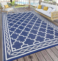 GlowSol Outdoor Rug 8x10 Waterproof Outdoor Plastic Straw Rug for Camping with Carry Bag, Reversible Easy Cleaning Portable Patio Rugs Mat Outside Carpet for RV Patio Backyard Deck Picnic,Dark Blue by GLOWSOL