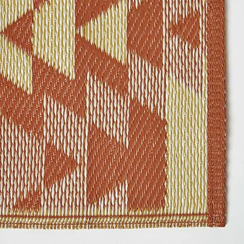HOMESCAPES Luxury Extra Large Outdoor Rugs for Garden Patio 100% Waterproof Recycled Plastic Mat Carpet 150 x 240cm Reversible Red & Orange Geometric Rug Anya, Indoor/Outside & Portable, Seamless - Image 6