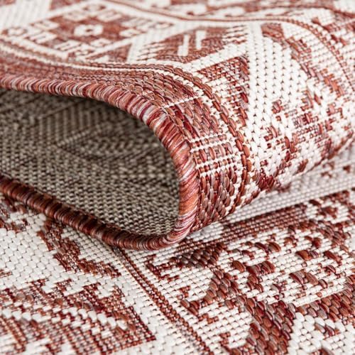 Rugs.com Outdoor Aztec Collection Rug – 5x7 Rust Red Flatweave-Pile Rug Perfect for Living Rooms, Large Dining Rooms, Open Floorplans - Image 4