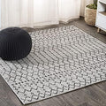 Eyely Moroccan Woven Square Rug 5X5 Light Gray/Black, Indoor Outdoor Rug by eyely