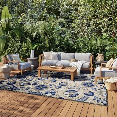 Nourison Home Aloha Natural Blue 7' x 10' Area Rug - Easy Clean, Non Shedding, Bed Room, Living Room, Dining Room, Kitchen (7' x 10') by NourisonHome