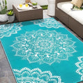Yamaziot Waterproof Outdoor Rug 6x9 ft, Reversible Plastic Straw Rug for Patio Clearance, Camping, RV Mat, Large Outside Rug Carpet for Porch, Deck, Backyard, Balcony, Picnic (Blue) by Yamaziot