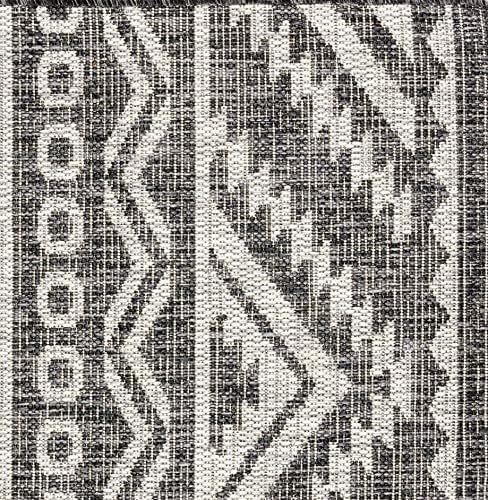Gertmenian Indoor Outdoor Area Rug, Classic Flatweave, Moroccan Collection II, Stain & UV Resistant Carpet, Deck, Patio & Mudroom, 6x9 Medium, Gray Beige Abstract Tribal Dimension,19493 - Image 5