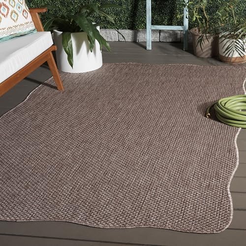 SAFAVIEH Washable Rug Outdoor Courtyard Collection - 5'3" x 7'7", Natural & Black, Non-Shedding & Easy to Clean, Ideal for Patio, Backyard, Mudroom (CY8521-37312) by Unknown