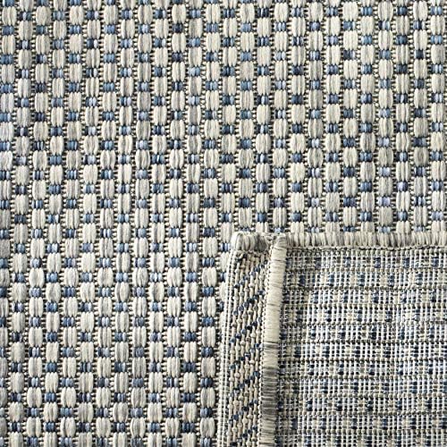 SAFAVIEH Courtyard Collection 4' x 4' Square Grey/Navy CY8521 Indoor/ Outdoor Waterproof Easy Cleaning Patio Backyard Mudroom Accent Rug - Image 6