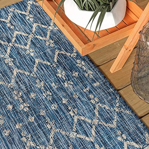 Eyely Moroccan Woven Area Rug 6X9 Navy/Light Gray, Indoor Outdoor Rug - Image 6
