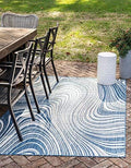 Unique Loom Outdoor Modern Collection Area Rug - Pool (5' 1" x 8' Rectangle, Blue/ Ivory) by UniqueLoom
