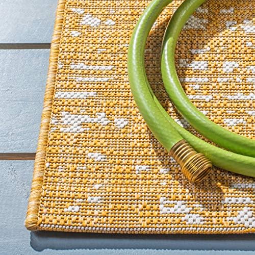 SAFAVIEH Washable Rug Outdoor Courtyard Collection - 8' x 10', Gold & Ivory, Non-Shedding & Easy Cleaning, Ideal for Patio, Backyard, Mudroom, DIning Space (CY8451-56021) - Image 4
