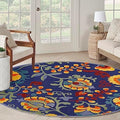 Nourison Home Aloha Navy Multicolor 7'10" x Round Area Rug - Easy Clean, Non Shedding, Bed Room, Living Room, Dining Room, Kitchen (8' x Round) by NourisonHome