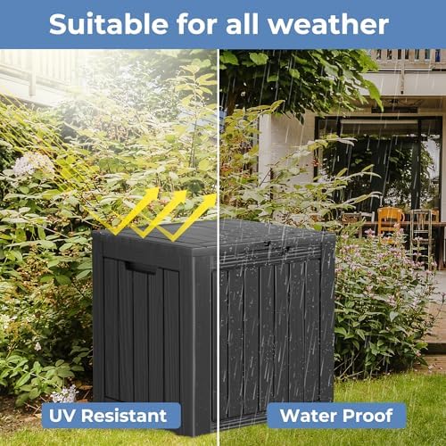 Outdoor Storage Box, 31 Gallon Deck Box Indoor and Outdoor Use, Waterproof Resin Storage Bin for Package Delivery, Patio Cushions, Gardening Tools, Lockable, UV Resistant, Black - Image 4