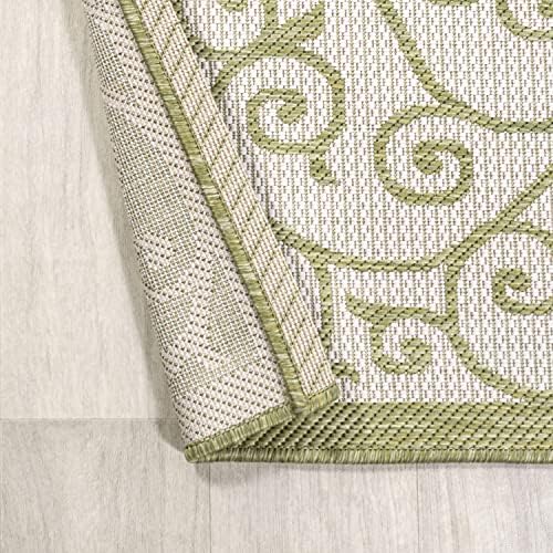 Eyely Filigree Weave Round Rug 5 Ft Green/Cream, Indoor Outdoor Rug - Image 7