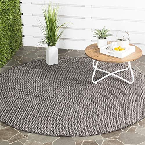 SAFAVIEH Courtyard Collection 4' Round Black/Beige CY8521 Indoor/ Outside Waterproof Easy cleansingPatio Backyard Mudroom Area Mat by Unknown