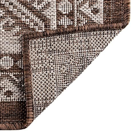 Rugs.com Outdoor Aztec Collection Rug – 6' x 9' Brown Flatweave Rug Perfect for Living Rooms, Large Dining Rooms, Open Floorplans - Image 7