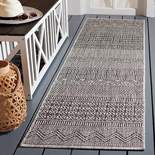 SAFAVIEH Washable Rug Outdoor Courtyard Collection - 2'3" x 18' Runner, Black & Grey, Non-Shedding & Easy Cleaning, Ideal for Patio, Entryway, Mudroom, Hallway, Kitchen (CY8196-37612) - Image 7
