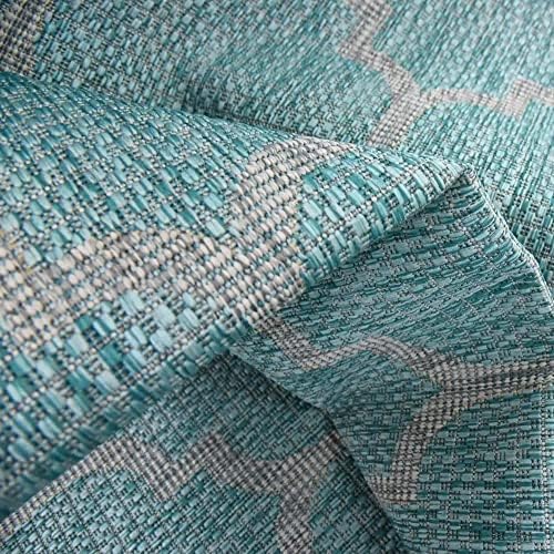 Unique Loom Outdoor Trellis Collection Area Rug (7' 10" Square, Aquamarine/ Gray) - Image 6