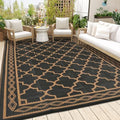 GAOMON Outdoor Rug 10x20 ft Waterproof Reversible Patio Carpet, Extra Large Plastic Straw Outdoor Rug for Deck, Backyard, RV & Camping, UV Resistant Indoor Outdoor Area Rug,Geometric-Black&Brown by GAOMON