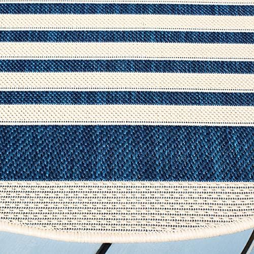 SAFAVIEH Courtyard Collection Area Rug - 4' Round, Navy & Beige, Non-Shedding & Easy Care, Indoor/Outdoor & Washable-Ideal for Patio, Backyard, Mudroom (CY6062-268) - Image 5