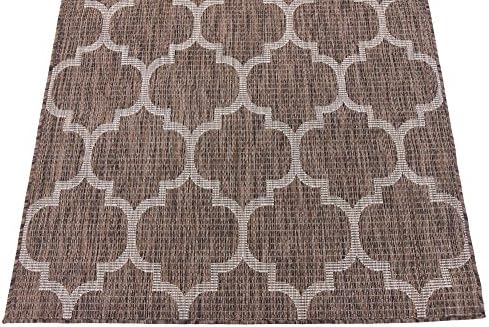 Unique Loom Outdoor Trellis Collection Area Rug (4' 1" x 6' 1" Rectangle, Brown/ Ivory) - Image 6