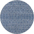 Eyely Moroccan Woven Round Rug 3 Ft Navy/Light Gray, Indoor Outdoor Rug by eyely