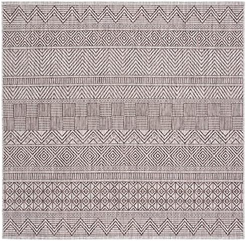 SAFAVIEH Washable Rug Outdoor Courtyard Collection - 6'7" Square, Grey & Brown, Non-Shedding & Easy Cleaning, Ideal for Patio, Backyard, Mudroom (CY8196-36312) - Image 2