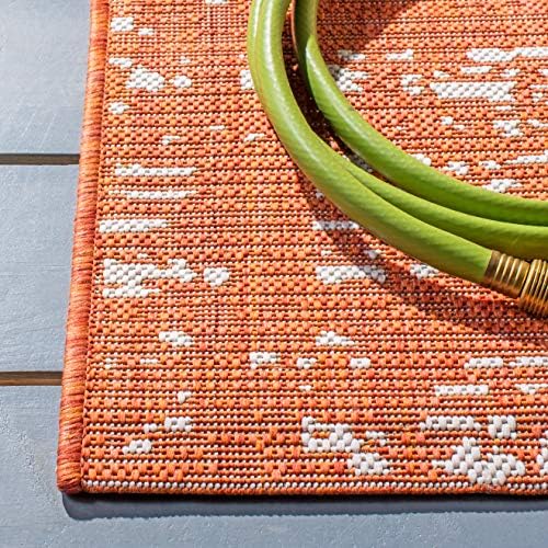 SAFAVIEH Washable Rug Outdoor Courtyard Collection - 8' x 10', Orange & Ivory, Non-Shedding & Easy Cleaning, Ideal for Patio, Backyard, Mudroom, DIning Space (CY8451-52821) - Image 6