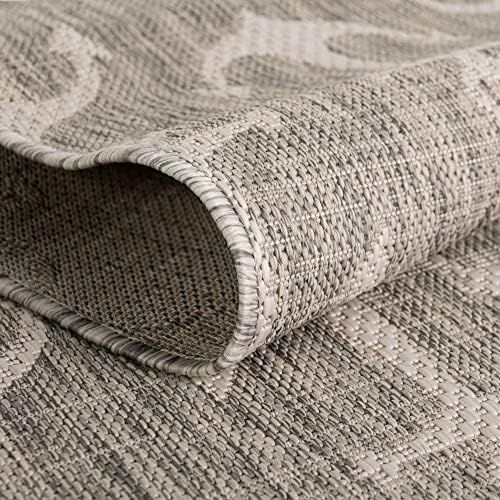 Unique Loom Outdoor Coastal Collection Area Rug - Ahoy (4' 1" x 6' 1" Rectangle, Gray/ Ivory) - Image 4