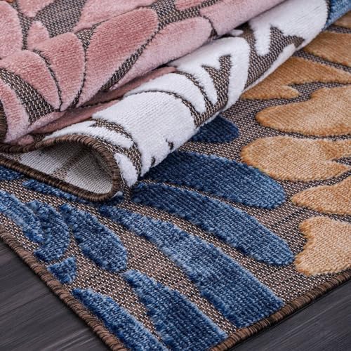 Luul Home Floral Indoor Outdoor Runner Rugs 2x7 Entryway Rug, Kitchen, Hallway Rug Washable Stain Resistant Outside Carpet Brown 2 x 7 - Image 3