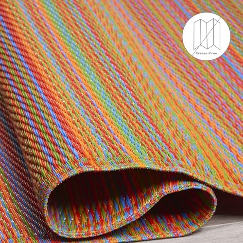 Fab Habitat Outdoor Rug - Waterproof, Fade Resistant, Crease-Free - Premium Recycled Plastic - Striped - Patio, Porch, Deck, Balcony - Cancun - Multicolor - 5 x 8 ft - Image 5