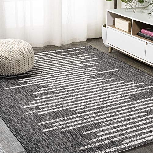 JONATHAN Y Stripe Geometric Indoor Outdoor Area Rug 6X9 Black/Ivory, Zolak Berber for Backyard, Patio, Porch, Easy-Cleaning, High Traffic, Pet-Friendly, Non-Shedding (SMB124E-6) - Image 4
