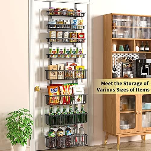 Moforoco Over The Door Pantry Organizer, Pantry Door Organizer Shelves, Kitchen Organizers and Storage, Hanging Basket Wall Spice Rack Seasoning Shelves, Laundry Room Bathroom accessories（Black - Image 3