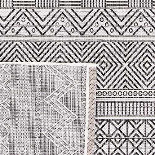 SAFAVIEH Washable Rug Outdoor Courtyard Collection - 6'7" x 9'6", Ivory & Black, Non-Shedding & Easy Cleaning, Ideal for Patio, Backyard, Mudroom (CY8196-53712) - Image 4