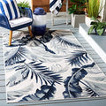 SAFAVIEH Washable Rug Outdoor Cabana Collection - 6'5" Square, Ivory & Navy, Non-Shedding & Easy to Clean, Ideal for Patio, Backyard, Mudroom (CBN452A) by SAFAVIEH