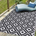 9' x 12', Plastic Straw Rug, Outdoor Patio Rugs, RV Rug, Large Floor Mat and Rugs for Outdoors, RV, Patio, Backyard, Deck, Picnic, Beach, Trailer, Camping, (Black&White | Diamond2) by Unknown