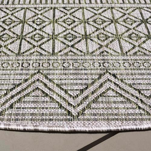 SAFAVIEH Washable Rug Outdoor Courtyard Collection - 6'7" Round, Grey & Olive Green, Non-Shedding & Easy Cleaning, Ideal for Patio, Backyard, Mudroom (CY8196-37912) - Image 3